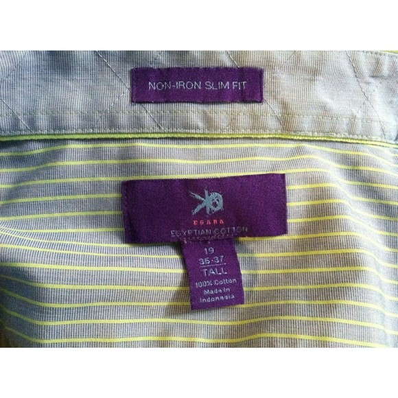 EGARA BIG&TALL MENS TEAL 100% EGYPTIAN COTTON DRESS SHIRT SLIM FIT SIZE:19/36-37 - Picture 5 of 5